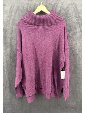 Terra & Sky Women’s 3X Purple Cowl Neck Sweater NWT Plus Size 24W-26W